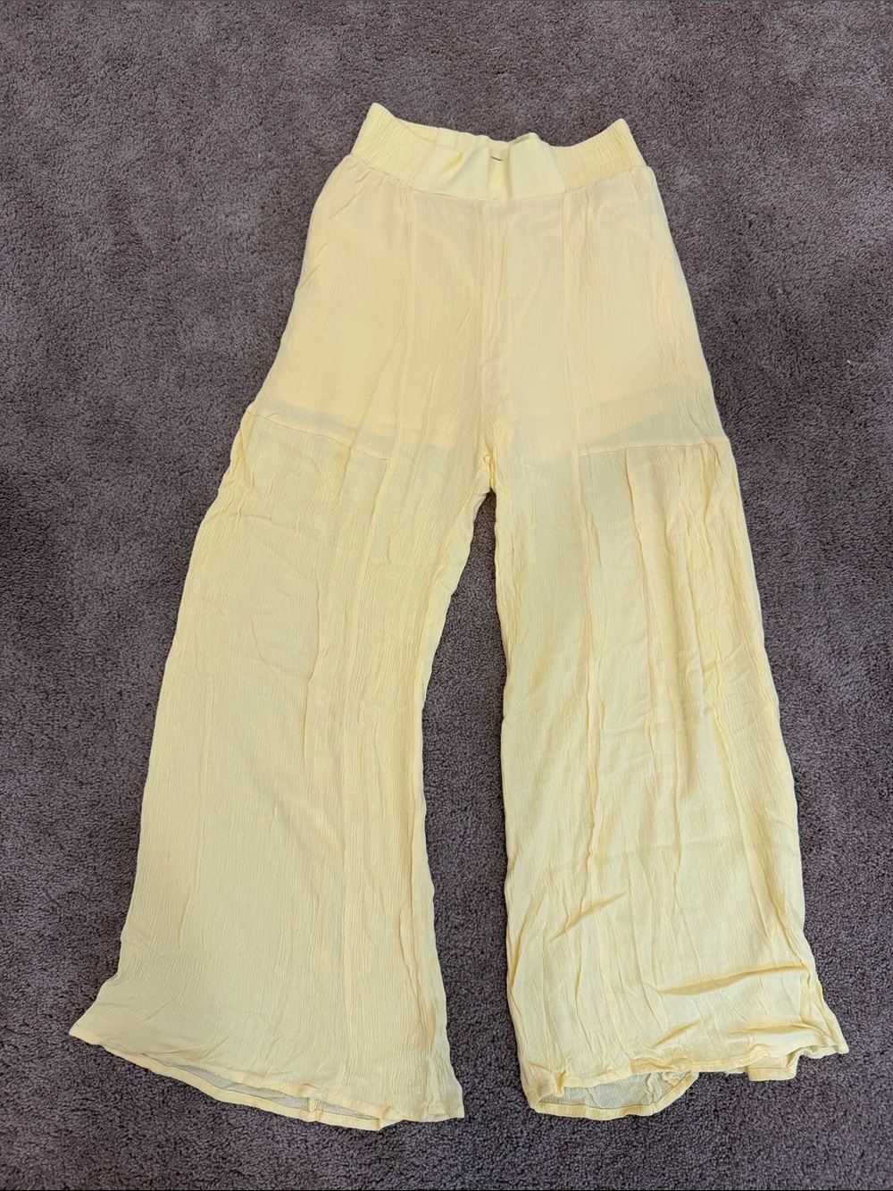 Kendall & Kylie Pale Yellow Wide-Leg Pull-On Pants